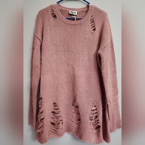 NWT Show Me Your Mumu  Oversized Tamaya Sweater Mulberry Ripped Knit Siz…